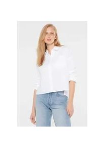 Langarmbluse SENSES.THE LABEL, Damen, Gr. XS, wei&szlig;, Popeline, Material: 100% Baumwolle, unifarben, gerade kurz, hoch geschlossener Ausschnitt, &Auml;rmel mit &Auml;rmelschlitz 1-Knopf-Manschette, Blusen, mit Seitenschlitze