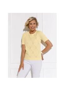 Ajourpullover Classic Basics "Kurzarm-Pullover", Damen, Gr. 40, gelb (vanille), 100% Polyacryl, unifarben, Pullover