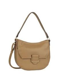 Hobo Gabor "Melora", Damen, Gr. B/H/T: 31cm x 27,5cm x 9cm, braun, Polyurethan, Taschen Hobo, leicht genarbtes Lederimitat mit feinem Logo und goldenem Metallring