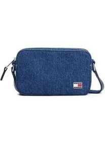 Tommy Hilfiger Mini Bag TOMMY JEANS "TJW COOL DENIM CAMERA BAG", Damen, Gr. B/H/T: 20,5cm x 12,5cm x 6cm, blau (jeansblau), Lederimitat, Textil, Taschen, Damen Schultertasche, Minibag, Umh&auml;ngetasche mit Logoflagge