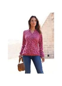 Print-Shirt Inspirationen "Print-Shirt", Damen, Gr. 46, rot (kirsche, bedruckt), 50% Baumwolle, 50% Modal, bedruckt, gemustert, gepunktet, mehrfarbig, V-Ausschnitt, Shirts