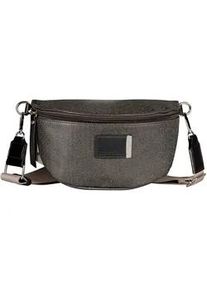 Bauchtasche Tom Tailor DENIM "Rosie Canvas", Damen, Gr. B/H/T: 25cm x 16cm x 9,5cm, grau, Polyurethan, beschichtet, kontrastfarbene Details, leicht gl&auml;nzend, Taschen, in zweifarbigem Look mit aufgedruckten kontrastierenden Streifen