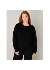 Strickpullover Base Level Curvy "Yanara", Damen, Gr. 48, schwarz, Strick, Obermaterial: 43% Nylon, 26% Polyacryl, 13% Alpaka, 13% Wolle, 5% Elasthan, unifarben, gerade h&uuml;ftbedeckend, Rundhals, B&uuml;ndchen, Pullover Strickpullover, mit Wolle und Elasthan