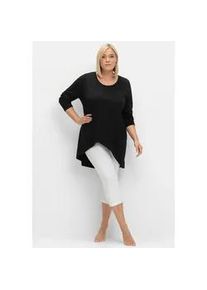 Longshirt sheego "Longshirt", Damen, Gr. 48/50, schwarz, 50% Baumwolle, 50% Modal, unifarben, Rundhals, Shirts Longshirt