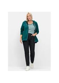 Kurzarmshirt sheego "T-Shirt", Damen, Gr. 44, blau (petrol, wei&szlig;), 100% Baumwolle, gemustert, gestreift, mehrfarbig, Rundhals, Shirts