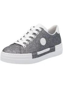 Plateausneaker Rieker "Rieker Sneaker Synthetik", Damen, Gr. 39, silber (silber, wei&szlig;), Synthetik, Schuhe Plateausneaker