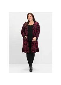 Longstrickjacke sheego BY JOE BROWNS, Damen, Gr. 48/50, schwarz (schwarz, gemustert), 75% Polyacryl, 22% Polyester, 3% Elasthan, gemustert, Strickjacken Longstrickjacke