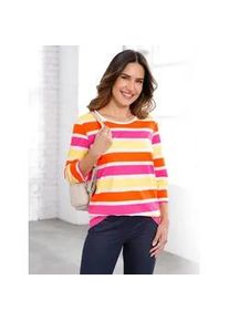 3/4-Arm-Shirt "Freizeitshirt", Damen, Gr. 56, pink (ecru, fuchsia, geringelt), 100% Baumwolle, gemustert, gestreift, mehrfarbig, Rundhals, Shirts 3/4-Arm-Shirt