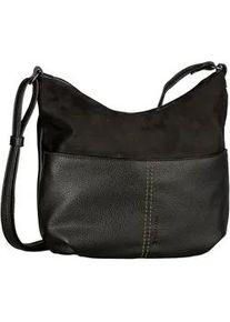 Umh&auml;ngetasche Tom Tailor "Miha", Damen, Gr. B/H/T: 31cm x 28cm x 11cm, schwarz, Polyurethan, Taschen Umh&auml;ngetasche, weiches Veloursimitat mit soft genarbtem Lederimitat und viel Platz