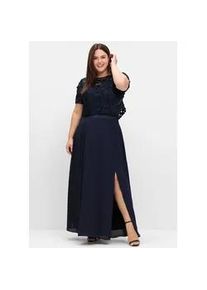 Tunikashirt sheego "Shirttunika", Damen, Gr. 48, blau (marine), 90% Polyester, 10% Elasthan, unifarben, Rundhals, Shirts