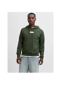 Jack & Jones Kapuzensweatshirt JACK & JONES "JJPAN SWEAT HOOD", Herren, Gr. S, duffel bag, angeraute Sweatware, Obermaterial: 60% Baumwolle, 40% Polyester, bedruckt, regular fit, Rundhals, Rippb&uuml;ndchen, Sweatshirts