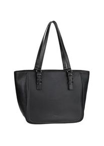 Shopper Gabor "Galinna", Damen, Gr. B/H/T: 41cm x 27,5cm x 13,5cm, schwarz, Polyurethan, Taschen Shopper, weiches Lederimitat mit Metalldetails und Kontrastn&auml;hten