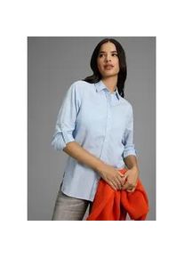 Hemdbluse Kangaroos, Damen, Gr. 46, blau (hellblau), Web, Obermaterial: 100% Baumwolle, l&auml;ssig geschnitten, mit Riegel 1-Knopf-Manschette, Blusen Hemdbluse, leger geschnitten mit Brusttaschen