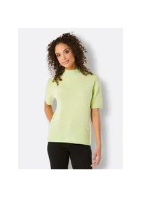 Kurzarmpullover CREATION L PREMIUM "Merino-Kaschmir-Pullover", Damen, Gr. 36, gr&uuml;n (pistazie, meliert), 80% Schurwolle, 20% Kaschmir, unifarben, Pullover