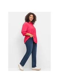 Stretch-Jeans sheego, Damen, Gr. 54, Normalgr&ouml;&szlig;en, blau (dunkelblau denim), 75% Baumwolle, 23% Polyester, 2% Elasthan, unifarben, lang, Jeans