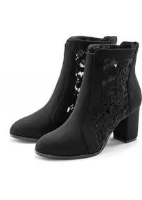 High-Heel-Stiefelette Lascana "Ankle Boot, Stiefel", Damen, Gr. 40, schwarz, Obermaterial: 100% Textilmaterial. Decksohle: 100% Lederimitat. Futter: 100% Textilmaterial. Laufsohle: 100% Synthetik, unifarben, Schuhe, mit modischer Spitze und bequemen Blockabsatz