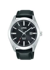 Solaruhr Lorus, schwarz, Armbanduhren, Herren, Armbanduhr, Herrenuhr, Datum, Lederarmband