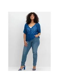 Strickjacke sheego BY JOE BROWNS, Damen, Gr. 48/50, blau (kobaltblau), 50% Baumwolle, 50% Polyacryl, unifarben, Strickjacken Strickjacke