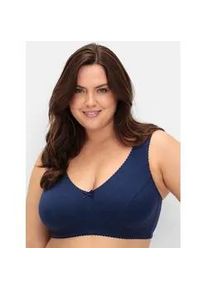 Entlastungs-BH sheego, Damen, Gr. 110, Cup D, blau (marine), 90% Baumwolle, 6% Elasthan, 4% Polyamid, BHs Entlastungs-BH