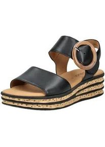 Keilsandalette Gabor "Gabor Sandalen Nappaleder", Damen, Gr. 41, schwarz, Nappaleder, Schuhe