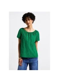 Carmenbluse Street One, Damen, Gr. 38, gr&uuml;n (glowing gr&uuml;n), Web, 100% Baumwolle, unifarben, normal normal, Carmenausschnitt, abgesteppt, Blusen, aus reiner Baumwolle
