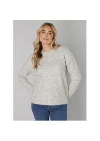 Strickpullover Base Level "Yana", Damen, Gr. 40, grau (grau melange), Strick, Obermaterial: 43% Nylon, 26% Polyacryl, 13% Alpaka, 13% Wolle, 5% Elasthan, unifarben, gerade h&uuml;ftbedeckend, Rundhals, Pullover Strickpullover, mit Wolle