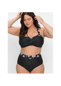 Bustier-Bikini-Top sheego, Damen, Gr. 44, Cup D, schwarz (schwarz, gepunktet), Elasthan, Polyamid, Bikini-Oberteile