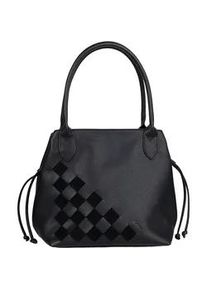 Shopper Gabor "Granada Structure", Damen, Gr. B/H/T: 42cm x 26,5cm x 18cm, schwarz, Polyurethan, Taschen Shopper, eingewebete einzigartige Streifen aus Velourslederimitat