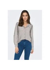 Hemdbluse Only "OnlyASMIN SHIRT L/S WVN NOOS", Damen, Gr. S, wei&szlig; (falcon stripes:wei&szlig;), Web, Obermaterial: 100% Viskose, gestreift, loose fit h&uuml;ftbedeckend, Blusen Hemdbluse