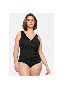 Badeanzug sheego, Damen, Gr. 48, Cup F, schwarz, Elasthan, Polyamid, Badeanz&uuml;ge Badeanzug