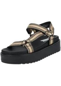 Riemchensandale Steve Madden "Steve Madden Sandalen Textil", Damen, Gr. 40, schwarz, beige, Textil, Schuhe Riemchensandale
