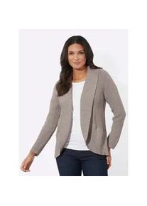 Strickjacke Classic Basics, Damen, Gr. 38, grau (taupe, ecru, meliert), 100% Baumwolle, meliert, Strickjacken Strickjacke