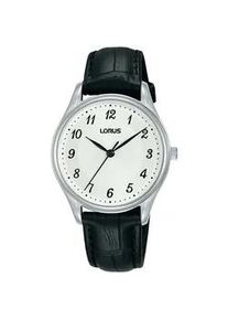 Quarzuhr Lorus, schwarz (schwarz, wei&szlig;), Armbanduhren, Damen, Quarzuhr, Armbanduhr, Damenuhr, Lederarmband