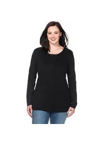 Langarmshirt sheego "Langarmshirt", Damen, Gr. 44/46, schwarz, 100% Baumwolle, unifarben, Rundhals, Shirts Langarmshirt