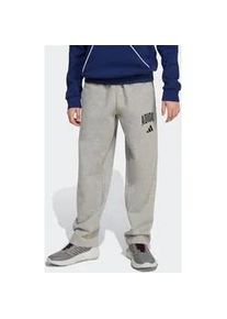 Sporthose Adidas SPORTSWEAR "SAISON ESSENTIALS COLLEGE TYPOGRAPHIE KINDER", Kinder, Gr. 140, N-Gr, grau (medium grau heather, schwarz,), Obermaterial: 55% Baumwolle, 36% Polyester, 9% Viskose, Hosen Sporthose, f&uuml;r Kinder und Teens, sportlicher Stil, mit Seitentaschen