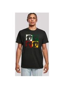 T-Shirt F4NT4STIC "Bob Marley Colour Blocks Two Sleeves Reggae Music", Damen, Gr. XXL, schwarz, Obermaterial: 100% Baumwolle, regular fit, Rundhals, ohne B&uuml;ndchen, Shirts T-Shirt, Premium Qualit&auml;t