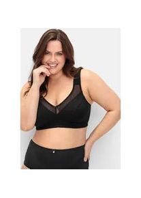 Entlastungs-BH sheego, Damen, Gr. 85, Cup B, schwarz, 90% Baumwolle, 6% Elasthan, 4% Polyamid, BHs Entlastungs-BH