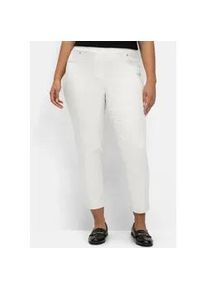 7/8-Hose sheego, Damen, Gr. 46, Normalgr&ouml;&szlig;en, wei&szlig;, 69% Baumwolle, 29% Polyester, 2% Elasthan, unifarben, Hosen 7/8-Hose