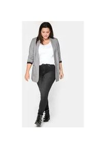 Stretch-Jeans sheego, Damen, Gr. 21, Kurzgr&ouml;&szlig;en, schwarz (schwarz denim), 67% Baumwolle, 27% Polyester, 4% Viskose, 2% Elasthan, unifarben, lang, Jeans