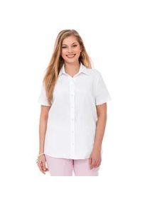 Hemdbluse sheego, Damen, Gr. 54, wei&szlig;, 70% Baumwolle, 27% Polyamid, 3% Elasthan, unifarben, Blusen Hemdbluse