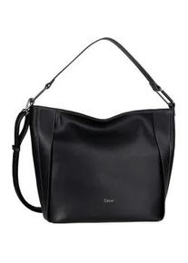 Hobo Gabor "Brianne", Damen, Gr. B/H/T: 40cm x 29,5cm x 12cm, schwarz, Polyurethan, Taschen Hobo, aus leicht genarbtem Lederimitat mit dekorativen Falten und Farbkanten