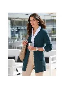 Strickjacke Inspirationen, Damen, Gr. 40, blau (petrol), 45% Viskose, 37% Wolle, 15% Polyamid, 3% Kaschmir, unifarben, Strickjacken Strickjacke