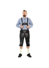 Trachtenlederhose Alessandro Salvarini "ASGustl", Herren, Gr. 58, Normalgr&ouml;&szlig;en, schwarz, 100% Rindsleder, Hosen, Lederhose in Trachtenstil mit Stickerei und Tr&auml;gern aus Echtleder