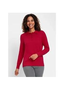 Polokragenpullover Casual Looks "Pullover", Damen, Gr. 44, rot, 100% Baumwolle, unifarben, Pullover