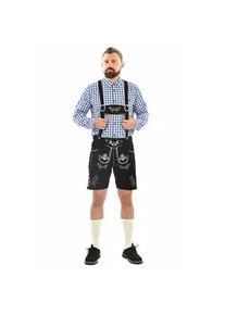 Trachtenlederhose Alessandro Salvarini "ASFerdl", Herren, Gr. 48, Normalgr&ouml;&szlig;en, schwarz, 100% Rindsleder, Hosen, Lederhose in Trachtenstil in kurzer Schnittform aus Echtleder