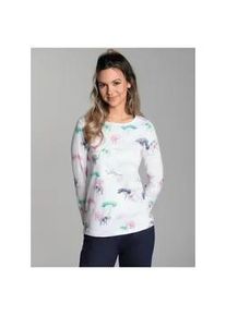 Schlafanzug TRIGEMA "TRIGEMA Pyjama Oberteil mit Allover Safari-Print", Damen, Gr. XL, wei&szlig;, Single Jersey, 100% Baumwolle, ohne Ausschnitt, Homewear-Sets Schlafanzug