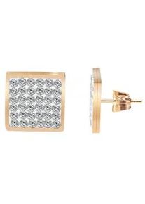 Adelia&acute;s Paar Ohrh&auml;nger ADELIA ́S "Damen Ohrstecker aus poliertem Edelstahl und Strass &Oslash; 14 mm", silber, Ohrringe, Damen, Damen, Edelstahl