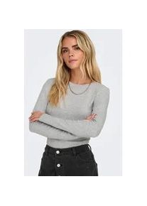 Langarmshirt Only "ONLRILEY O-NECK L/S TOP JRS", Damen, Gr. M, grau (light grau melange), Jersey, Obermaterial: 96% Baumwolle, 4% Elasthan, unifarben, normal, Rundhals, Shirts Langarmshirt