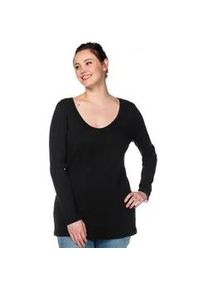 Langarmshirt sheego "Langarmshirt", Damen, Gr. 44/46, schwarz, 100% Baumwolle, unifarben, Rundhals, Shirts Langarmshirt