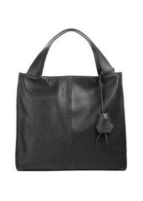 Shopper CLUTY, Damen, Gr. B/H/T: 38cm x 28cm x 10cm onesize, schwarz, Leder, Strukturmuster, Taschen Shopper, echt Leder, Made in Italy